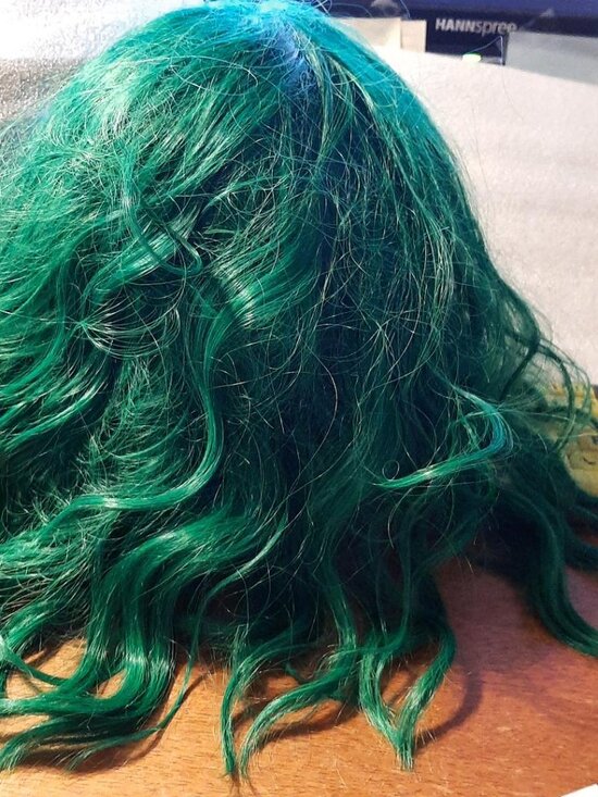 NEW ! Women Long 16 Inch Wig Curly Green main image 4